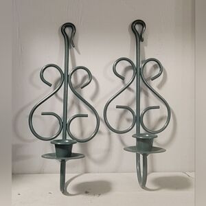 Green Metal Candle Holder Wall Sconces